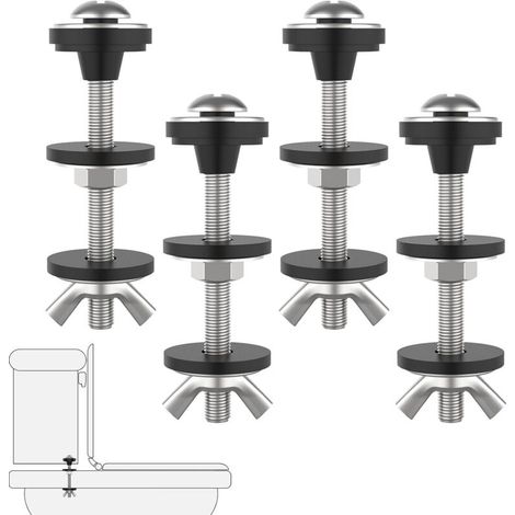 Kit de boulons pour réservoir de toilette - Compatibilité universelle, écrous extra longs - Installation facile et durable - 4 pièces (1/5)