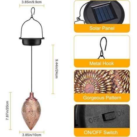 Lanterne Solaire - LED Extérieur IP44 - Pour Jardin Cour Patio Pelouse Route - 1 Pièce (1/5)