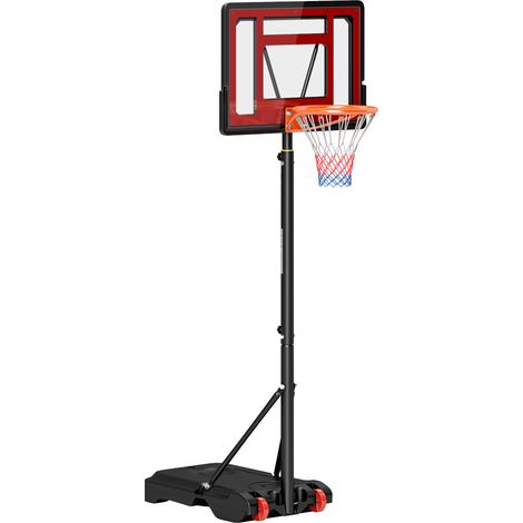 Panier de basket extérieur - HOMCOM - hauteur réglable 160–210cm - à roulettes - base stable remplissable d'eau ou de sable - noir