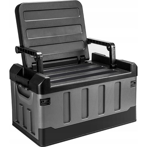 BANCO DE JARDÍN PLEGABLE CAJA DE ALMACENAMIENTO SILLA DE CAMPING 60L HANDY CAMPING NEGRO (1/5)