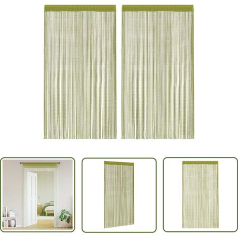 The Living Store Rideau en fils 2 pcs 140 x 250 cm Vert - Rideaux Verts - Rideaux Décoration Intérieure - Rideaux Salon - Rideaux Chambre - Rideaux Facile À Installer (1/5)