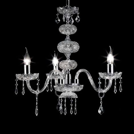 Lampadario sospeso DALLAS in cristallo D65 con finiture cromo da 3 luci (1/2)
