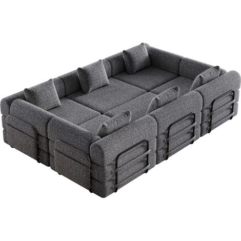 Canapé méridienne convertible 2-en-1 avec compartiment dans l'accoudoir et cadre en acier (1/5)