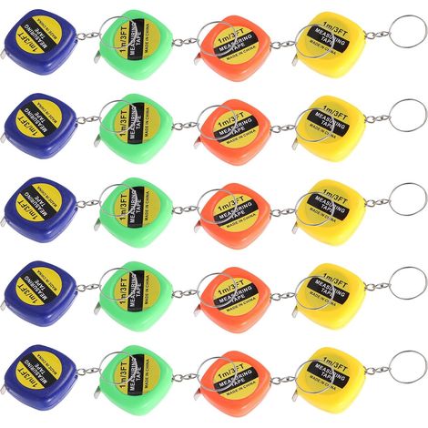 Porte-clés Facile à Utiliser 20pcs Mètre Ruban Rétractable Carré en Plastique et Acier, Outil de Mesure Polyvalent Couleur Aléatoire pour Architecture et (1/5)