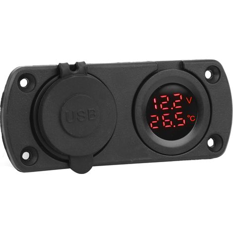 Temperatur-Voltmeter-Ladegerät, Kfz-Doppel-USB-12V-Steckdose, Zigarettenanzünderbuchse, Rot (1/5)