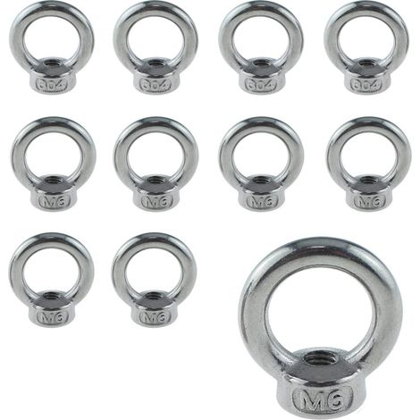 12 Pièces M6 Écrou à Anneau,304 Acier Inoxydable, Accessoires de levage Câble de Montage Accessoires de levage,Pour Anneau de levage Pour Fixer des Ornements Suspendus (1/5)