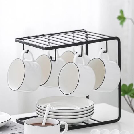 1 Porte-gobelet Métal, Support Tasses Acier Crochets, Rangement Vertical Cuisine Bar Restaurant (1/4)
