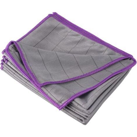Lot de 6 Chiffons en Fibre de Carbone, Chiffon en Fibre de Carbone Sans Trace Absorbant, Chiffon Magique Microfibre Carbone, Réutilisable Lavable, pour Vitres, Miroirs, Écrans (Pourpre, 40 X 30 cm) (1/5)