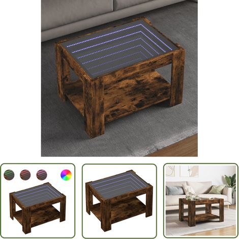 vidaXL LED-Couchtisch Räuchereiche 73x53x45 cm Holzwerkstoff (1/5)