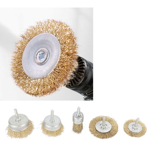 Ensemble de 5 brosses métalliques (en forme de stylo, en forme de bol, pour perceuses électriques et meuleuses d'angle) (1/5)
