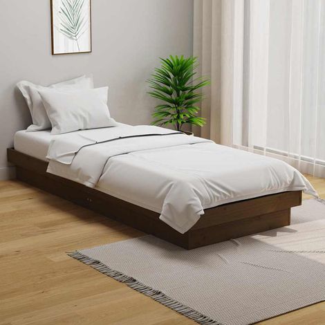 Estructura de cama individual sin colchón madera marrón miel (1/5)