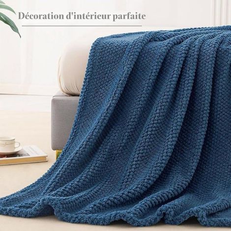 Whale Flotil Couverture Poire 220x240 cm Pid Canapé Jeté de Canapé en Microfibre Jacquard,220x240cm Bleu Marine BLEU COUVERTURE (1/5)
