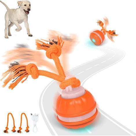 Giocattolo Interattivo per Cani, Giocattolo Occupazionale per Cuccioli, Palla Intelligente Ricaricabile per Cani con Corda, Giocattolo Regalo di Natale (1/5)