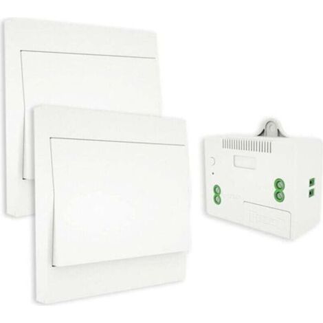 Interrupteur sans Fil, sans Pile, télécommande Murale Va et vient, Interrupteur Mural Auto alimenté, sans câblage, émetteur pour Panneau Mural (kit à 2 Voies), intérieur extérieur étanche-- (1/5)