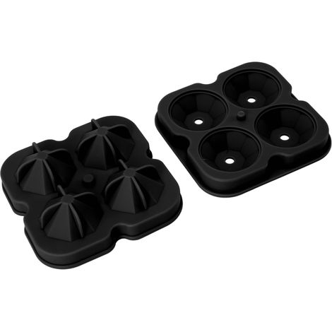 Moule à glaçons en silicone noir, 4 trous, en forme de diamant, pour gâteaux, chocolats et bonbons faits maison. (1/5)
