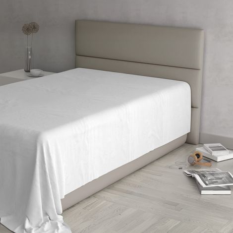 MAX COLOR Lenzuolo sopra, 100% Cotone, Tinta unita, Bianco, Piazza e mezza 180x300cm (1/4)