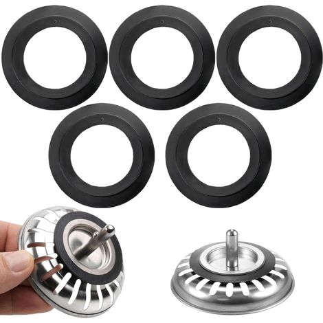 Paquete de 5 juntas tóricas de goma para tapón de fregadero Franke Blanco para colador de cesta de 78 79 80 82 83 mm. Accesorios de repuesto para fregaderos de cocina y lavandería. (1/5)