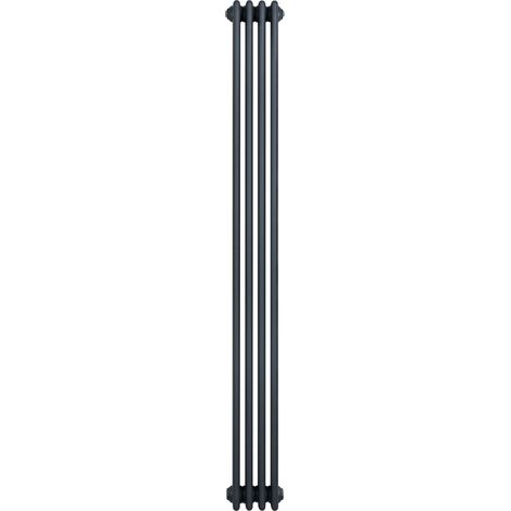 Radiateur Traditionnel à 4 Colonnes 1800 x 200 mm en Acier Carbone Gris Anthracite Chauffage Central Verticale Monté Sur Mur [Brosse de Nettoyage & Supports INCLUSES]