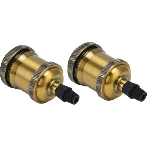 Douille Vintage en Aluminium Rétro - Support pour Ampoules E26/E27 - Accessoire DIY Luminaire Ancien - 2 Pièces Bronze Doré
