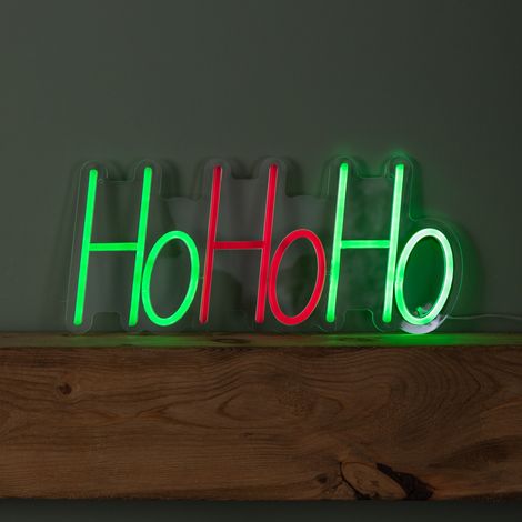 40cm x 18cm Light up Ho Ho Ho Christmas Neon Flex Hanging Sign (1/5)