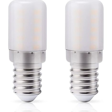 Bombilla LED E14 para frigorífico, 2700K, 3W – 300 lm, reemplaza a la halógena de 30W, base de rosca pequeña, para frigorífico/campana extractora/máquina de coser – 2 unidades