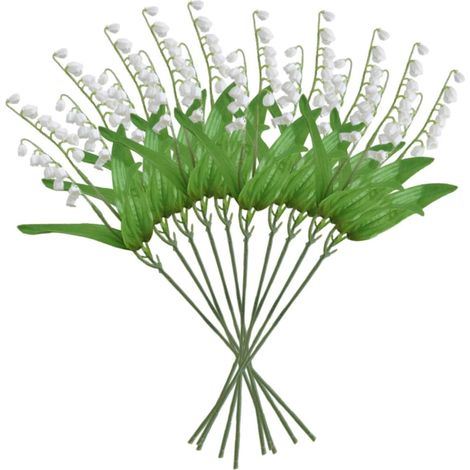 Juego de 10 flores artificiales de lirio del valle de seda, 36 cm (1/5)
