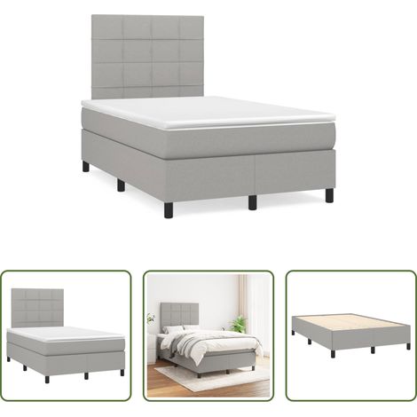 Matratze - Boxspringbett mit Matratze Hellgrau 120x190 cm Stoff (1/5)