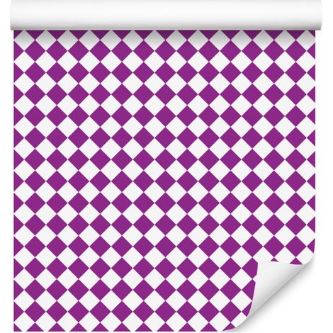 Carta da parati con motivo geometrico a rombi viola per soggiorno e camera da letto, 50x1000 cm (1/5)