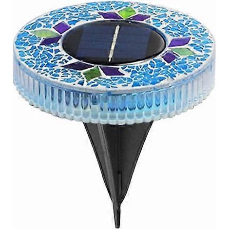 Lampes solaires de sol à LED avec motifs mosaïques colorés, éclairage d'ambiance décoratif pour cours, allées, terrasses, pelouses (1/4)