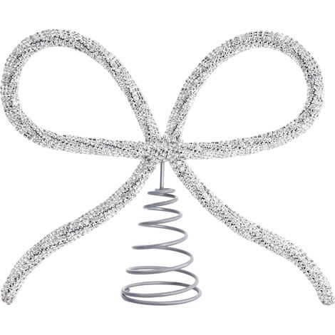 Bow - Glass Rhinestones - Christmas Tree Topper - For Indoor And Covered Outdoor Use - 10 X 8 Inches - 1 Piece (1/4)