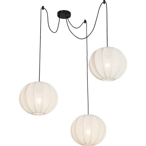 Design-Pendelleuchte weiß Seide 30 cm 3-Licht - Plu (1/4)