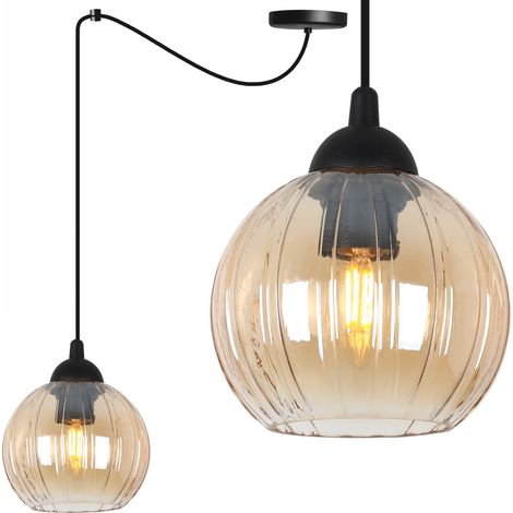 Lampada a sospensione Costa Spider nera 1-PL a sfera color miele E27 (1/5)