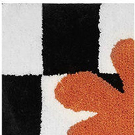 Tapis de porte à carreaux antidérapant noir et blanc, joli tapis de porte pour salles de bains, cuisines, salons, fleurs orange, 40 x 60 (1/5)