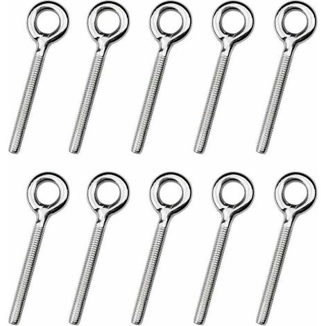 Serbia – Lot de 25 boulons à œil M4 en acier inoxydable 304 – Longueur 53mm – Diamètre intérieur 11mm – Résistant à la corrosion