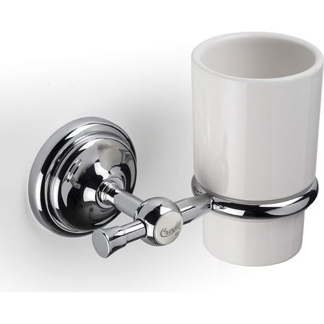 Croydex Flexi-Fix Traditional White Bathroom Tumbler with Chrome Mount - 1919 (1/5)