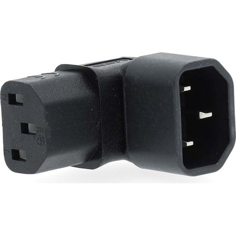 Nedis Extension Plug / IEC-320-C13 / IEC-320-C14 / 90° abgewinkelt / Vernickelt / PVC / Schwarz / Box / 1 Stück