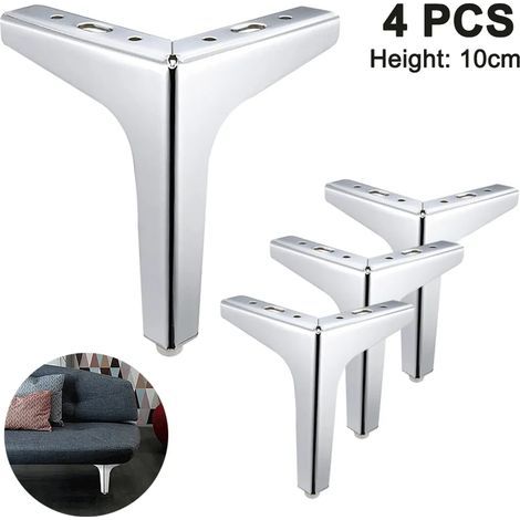Metall-Möbelfüße, 4er-Set, rautenförmig, dreieckig, für Tische, Schränke oder Regale. Einfacher Austausch für Möbel, Sofas und Regale. (1/5)