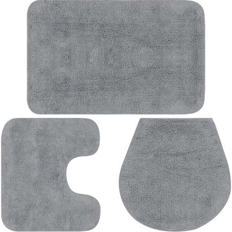 Ensemble de trois tapis de bain, en tissu gris (1/5)
