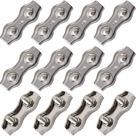 Confezione da 12 fascette stringicavo in acciaio inox argento per cavi da 1,5 mm, compatibili con M2, a doppio morsetto - AquaForge (1/5)