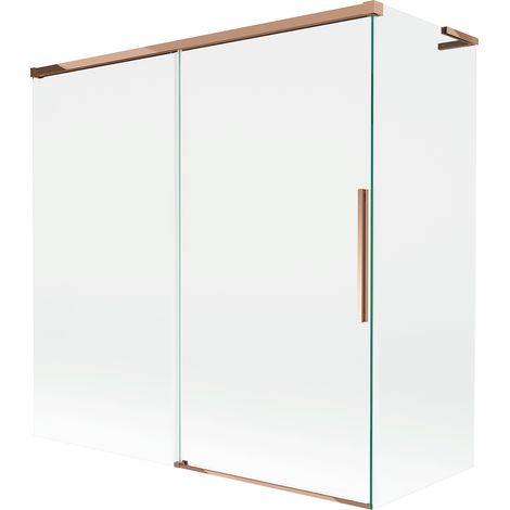 Mexen Rox L Badewannenwand, 2-flügelig, verschiebbar, 160 + 80 x 150 cm, transparent, Roségold - 8C9L-160-080-60-00