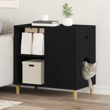 Cat House Black 72 x 42.5 x 70 cm Engineered Wood vidaXL