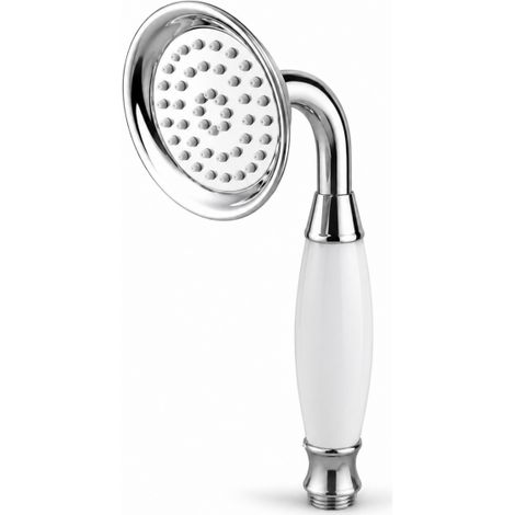 Soffione Doccia Vasca Stile Retrò Bianco Cromato in ABS Attacco 1/2" 69040