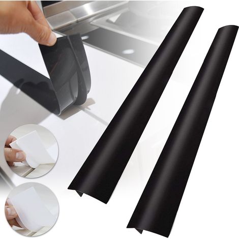 Splatter Shield - Silicone Stove Counter Gap Cover - Heat Resistant Flexible Gap Seal - For Gas Electric Cooktops - 2 Pieces