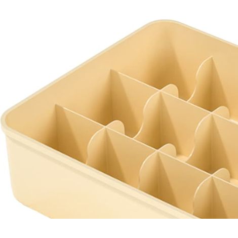 Organiseur de tiroir en plastique jaune à 15 compartiments pour chaussettes, sous-vêtements, cravates, boîte de rangement pour placard (1/5)
