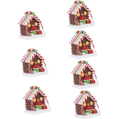Lot De 7 Décorations De en Argile Douce Ornements De Maison en D'Épices pour Arbre De Noël Décorations De Noël Décorations De Guirlandes Extérieures Bougies (1/5)