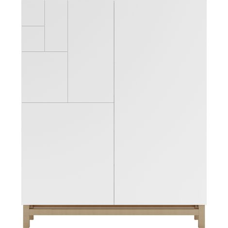 Meuble à chaussures, modèle VOLDA, en couleur chêne clair avec portes blancs. (1/3)
