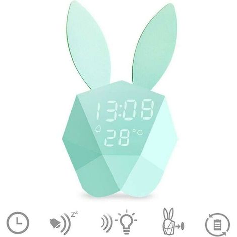 Green Mobility-Lovely rabbit LED lampe de chevet + fonction réveil intégrée Pile au lithium (1/4)