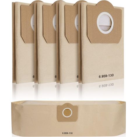 5 Stück Papierfilterbeutel für Kärcher 6.959-130.0, WD3 Staubsaugerbeutel Papier Filtertüten Beutel für WD3 1629 MV3 Premium A2201/2604/2251/2554/2504/2204 Filterbeutel Paperbags Staubsaugertüten (1/5)
