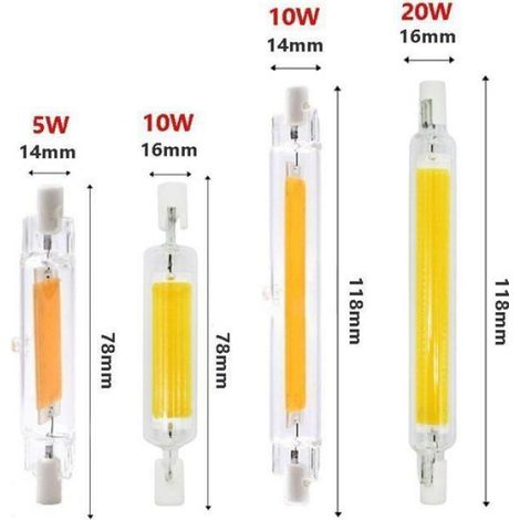 Lampe R7S - 20 W - 220 V - 189 mm - Double Extrémité - Verre COB - Remplacement Lampe Halogène - 2 Pièces (1/4)