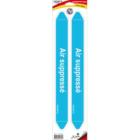 Planche de 2 marqueurs de tuyauterie 450 x 52 mm pour Ø 70 à 100 mm - Air suppressé - 4707853